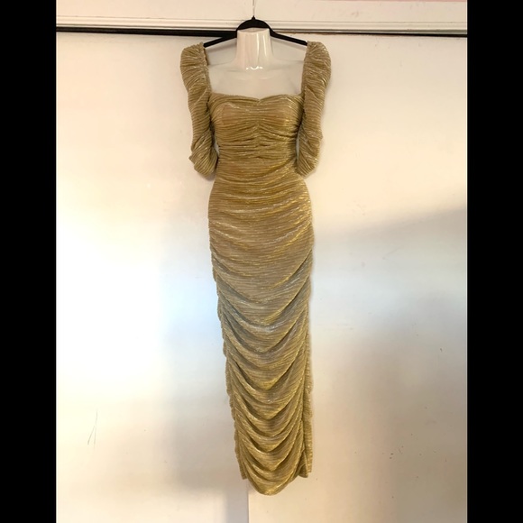 Sorrel gold ruched chiffon maxi dress - Picture 5 of 6